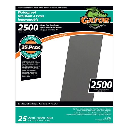 GATOR 11 in. L X 9 in. W 2500 Grit Silicon Carbide Waterproof Sandpaper 1 pk 3270